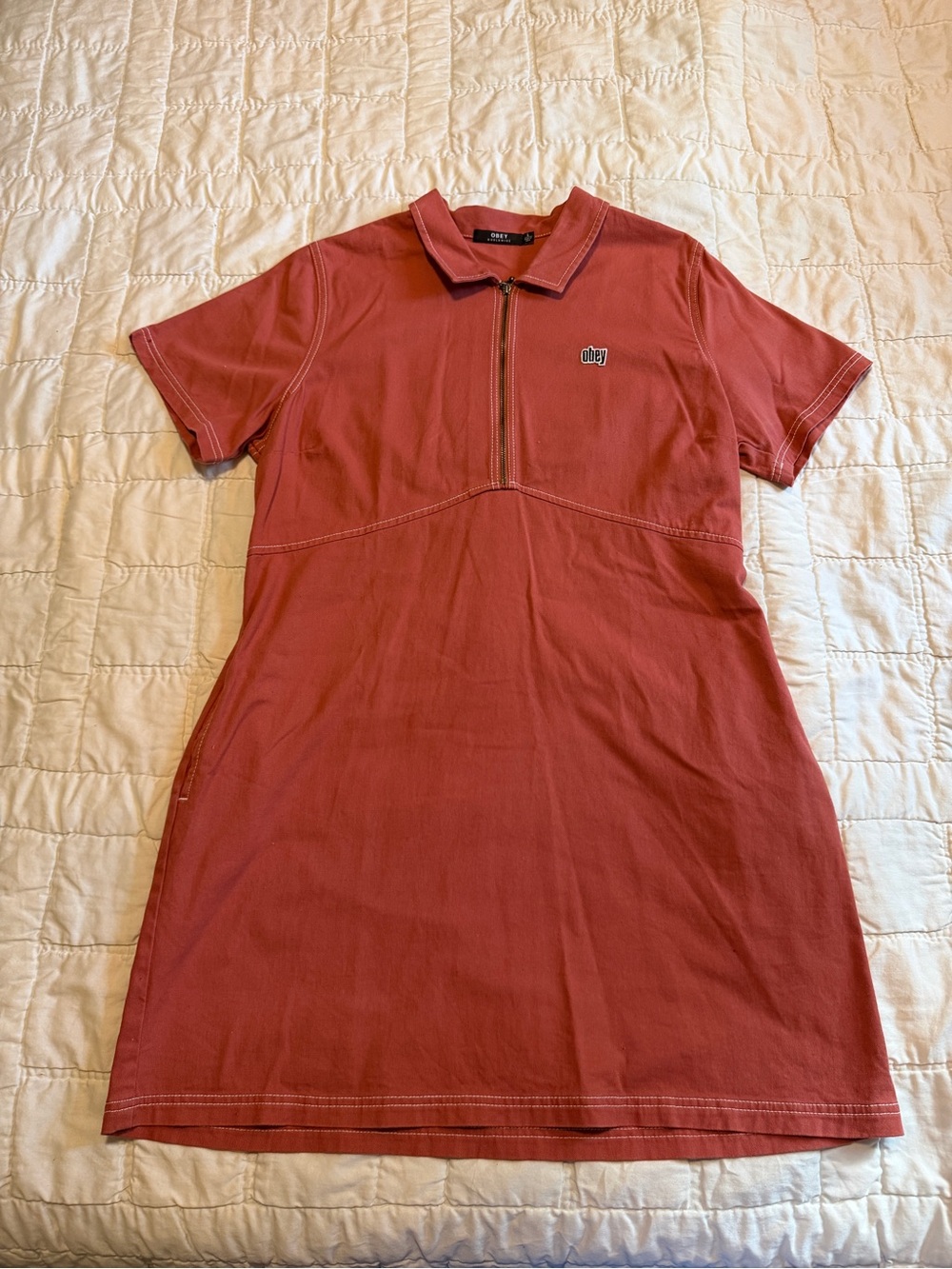 Obey Short Sleeve Zip Polo Dress